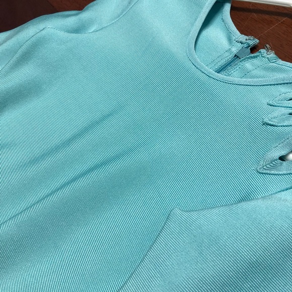 Aqua Bandage Dress with Cut Outs - Picture 4 of 5